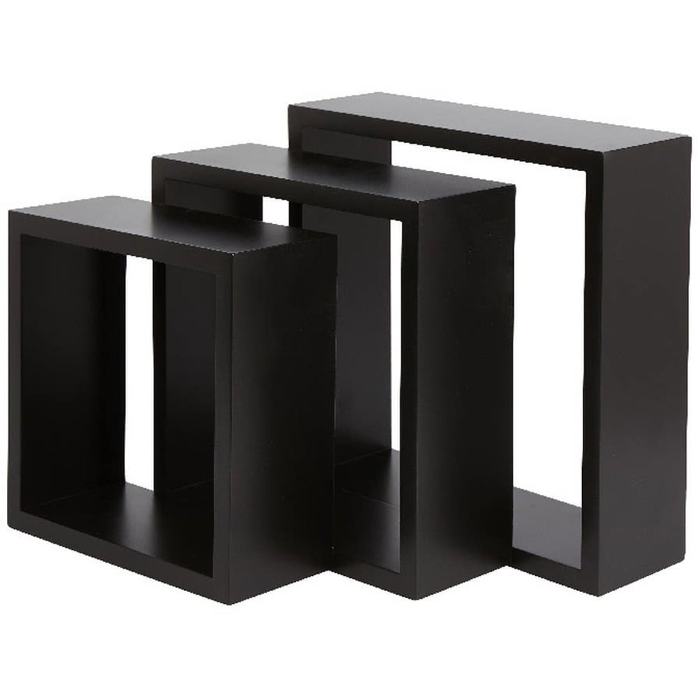 Raft suspendat GOODHOME Deco Rigga, MDF, 3 bucati, negru