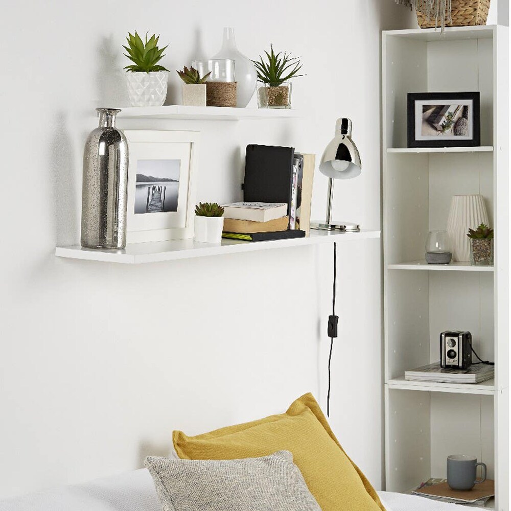 Polita GOODHOME Rigga, melamina, 118 x 19 x 1.8 cm, alb