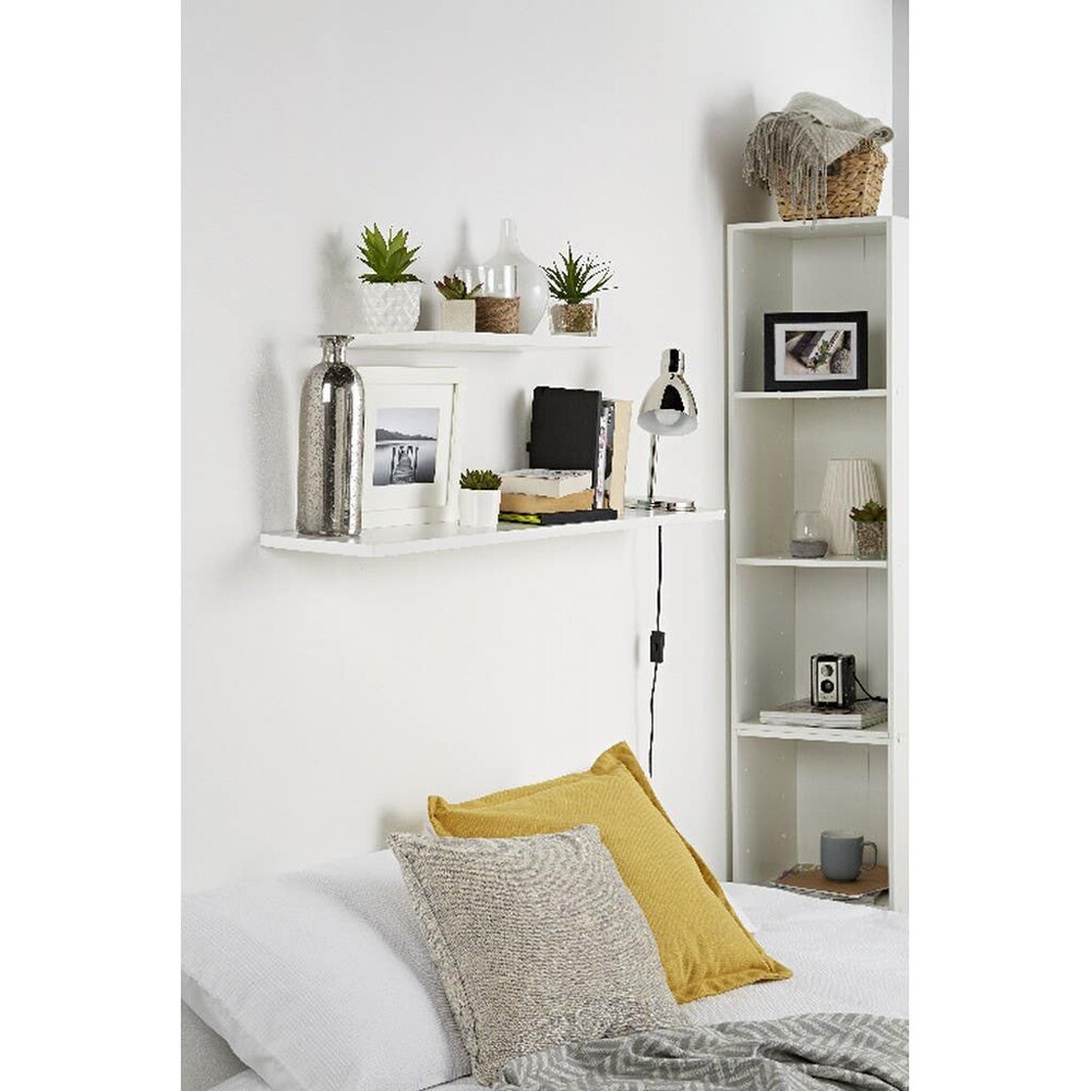 Polita GOODHOME Rigga, melamina, 118 x 19 x 1.8 cm, alb