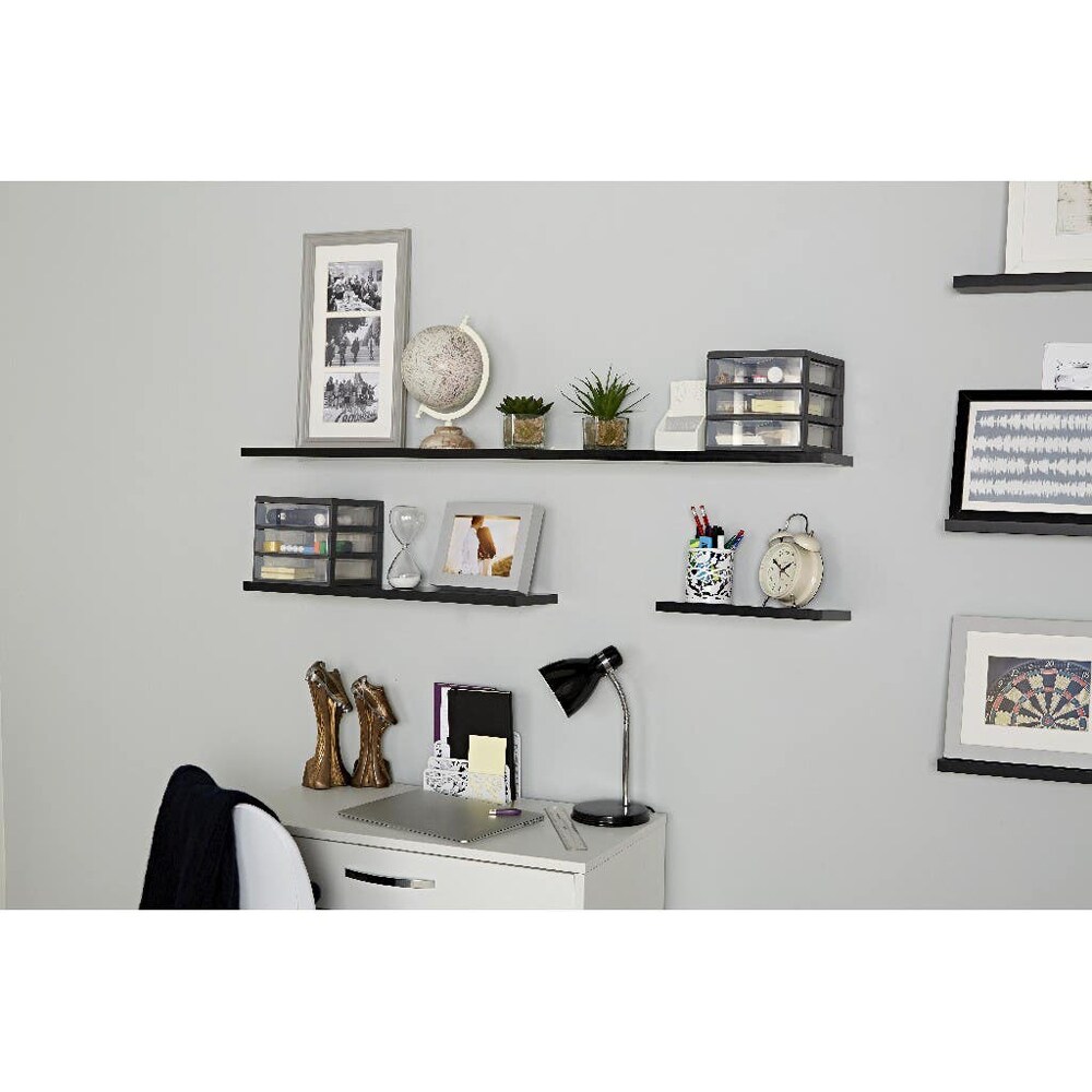 Polita GOODHOME Rigga, melamina, 30 x 19 x 1.8 cm, negru