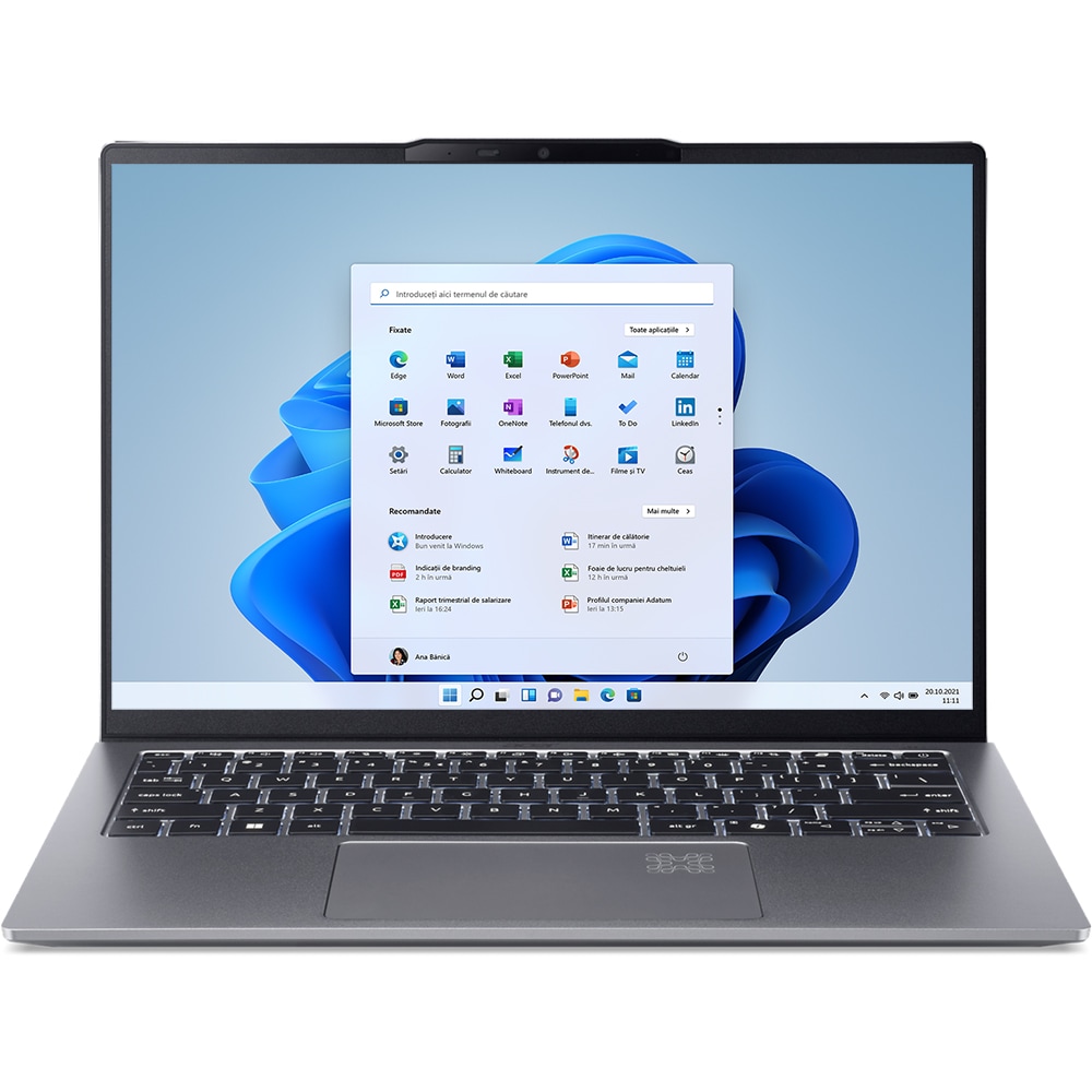 Laptop ACER Swift Go 14 AI OLED SFG14-64-R6NQ, AMD Ryzen AI 7 350 pana la 5GHz, 14"  WUXGA, 32GB, SSD 1TB, AMD Radeon 860M, Windows 11 Home, Sparkly Silver