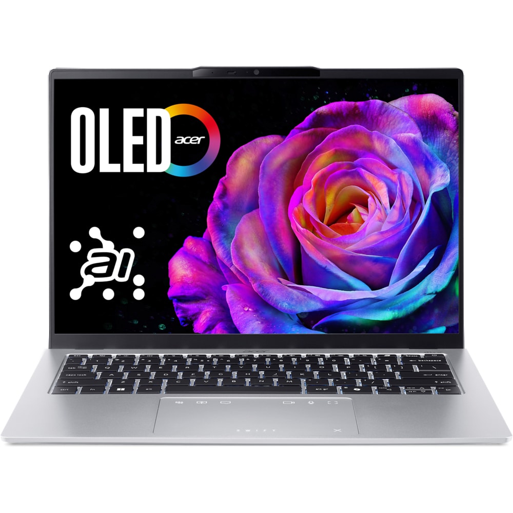 Laptop ACER Swift Go 14 OLED SFG14-74-701S, Intel Core Ultra 7 255H pana la 5.1GHz, 14" WUXGA, 16GB, SSD 1TB, Intel Arc 140T GPU, Windows 11 Home, Pure Silver