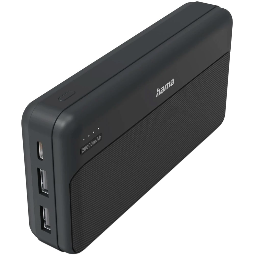 Baterie externa HAMA Pocket 20, 20000mAh, 2xUSB-A, antracit