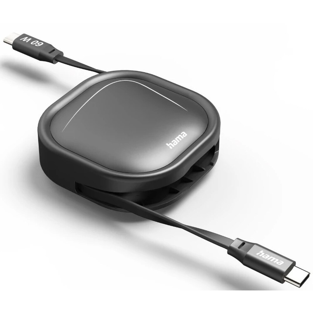 Cablu date retractabil HAMA 201830, USB-C - USB-C, 1m, negru