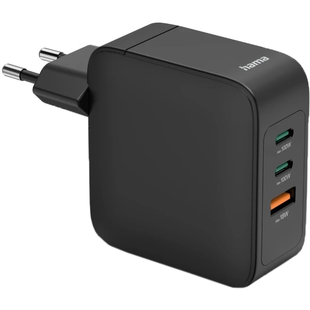 Incarcator retea HAMA 201962, 1x USB-A, 2x USB-C, Power Delivery (PD), GaN, 100W, negru