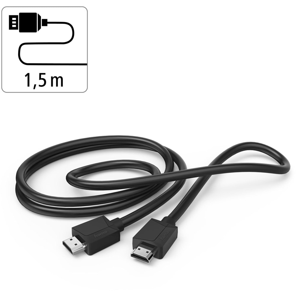 Cablu HDMI Ethernet HAMA 205005, 1.5m, 4K HDR, negru