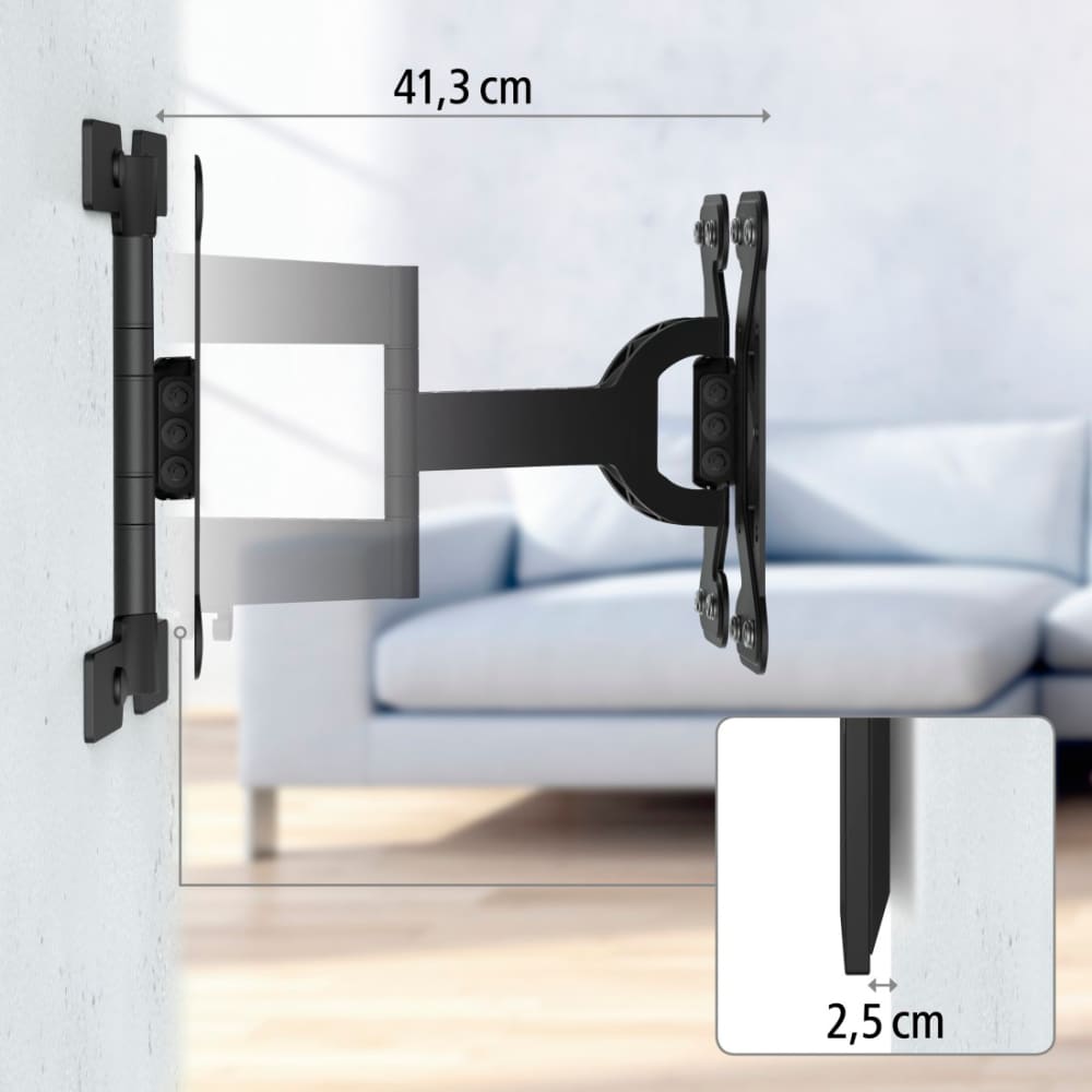 Suport TV perete HAMA 220849, Extra-Flat, reglabil,  32-65", 30kg, negru