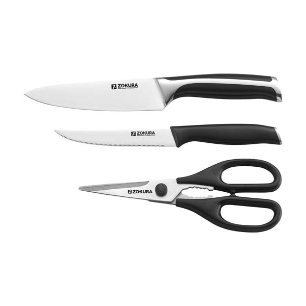Set cutite ZOKURA Z1025, 14 piese, 9 - 20cm, inox, negru