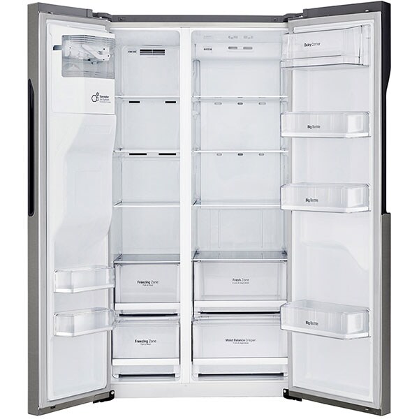 Side by Side LG GSL360ICEV, No Frost, 606 l, H 179 cm, Clasa F, Dozaror apa, argintiu