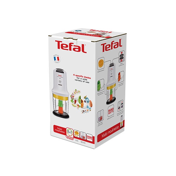 Mini tocator TEFAL Multi Moulinette 6 in 1 MQ7231, 0.5l, 500W, 1 treapta viteza, alb-negru