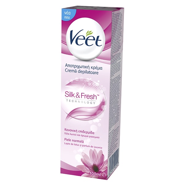 Crema depilatoare VEET Silk & Fresh, cu Lapte de Lotus si Iasomie, pentru piele normala, 100ml