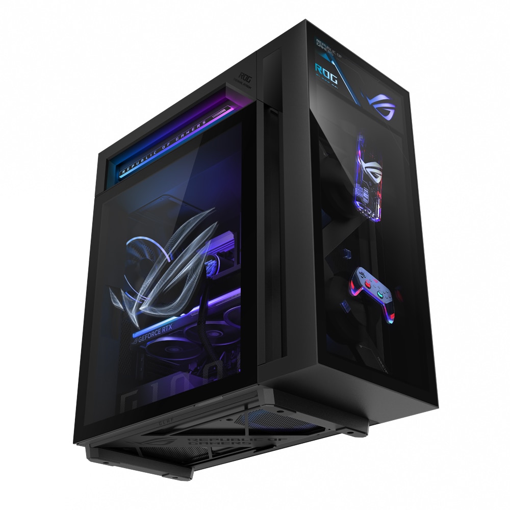 Sistem Desktop PC ASUS DT ROG GM1000TY-R9950X0210, AMD Ryzen 9 9950X3D pana la 5.3GHz, 64GB, SSD 4TB, NVIDIA GeForce RTX 5080 16GB, Free DOS
