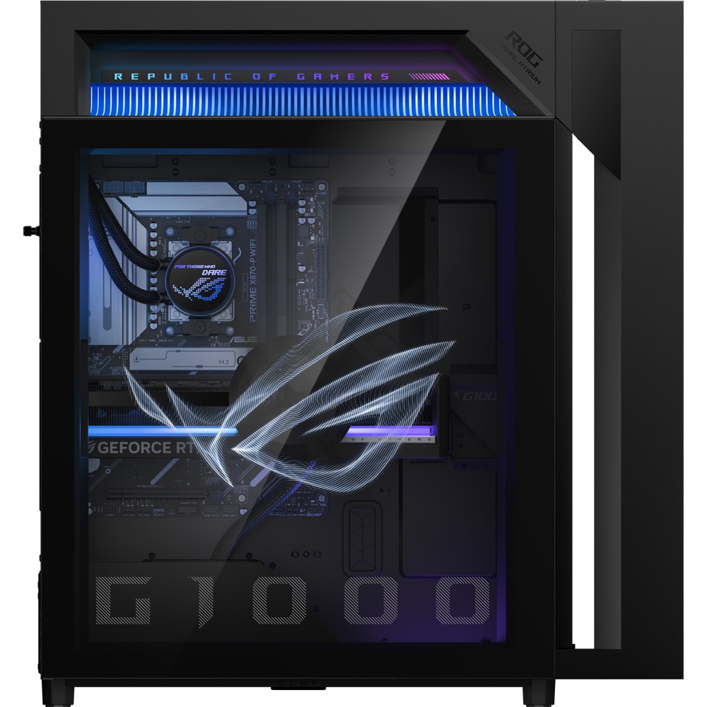 Sistem Desktop PC ASUS DT ROG GM1000TY-R9950X0210, AMD Ryzen 9 9950X3D pana la 5.3GHz, 64GB, SSD 4TB, NVIDIA GeForce RTX 5080 16GB, Free DOS