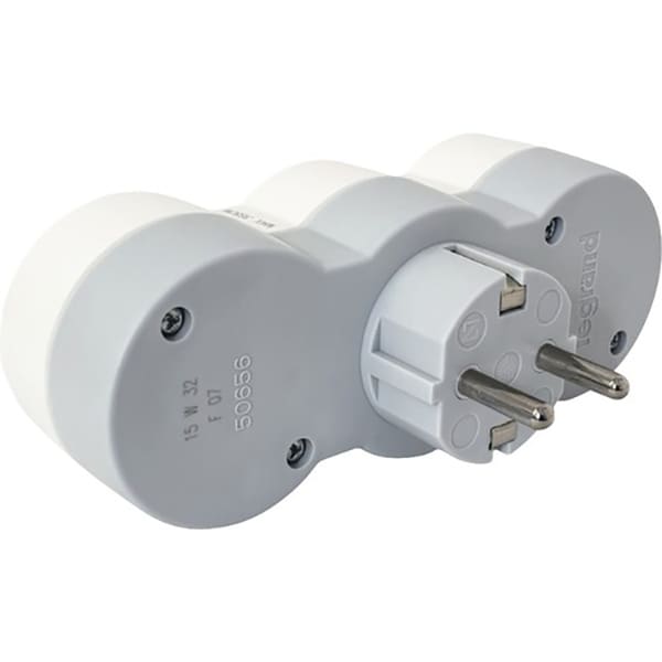 Adaptor priza LEGRAND 050656, 3 prize, alb-gri
