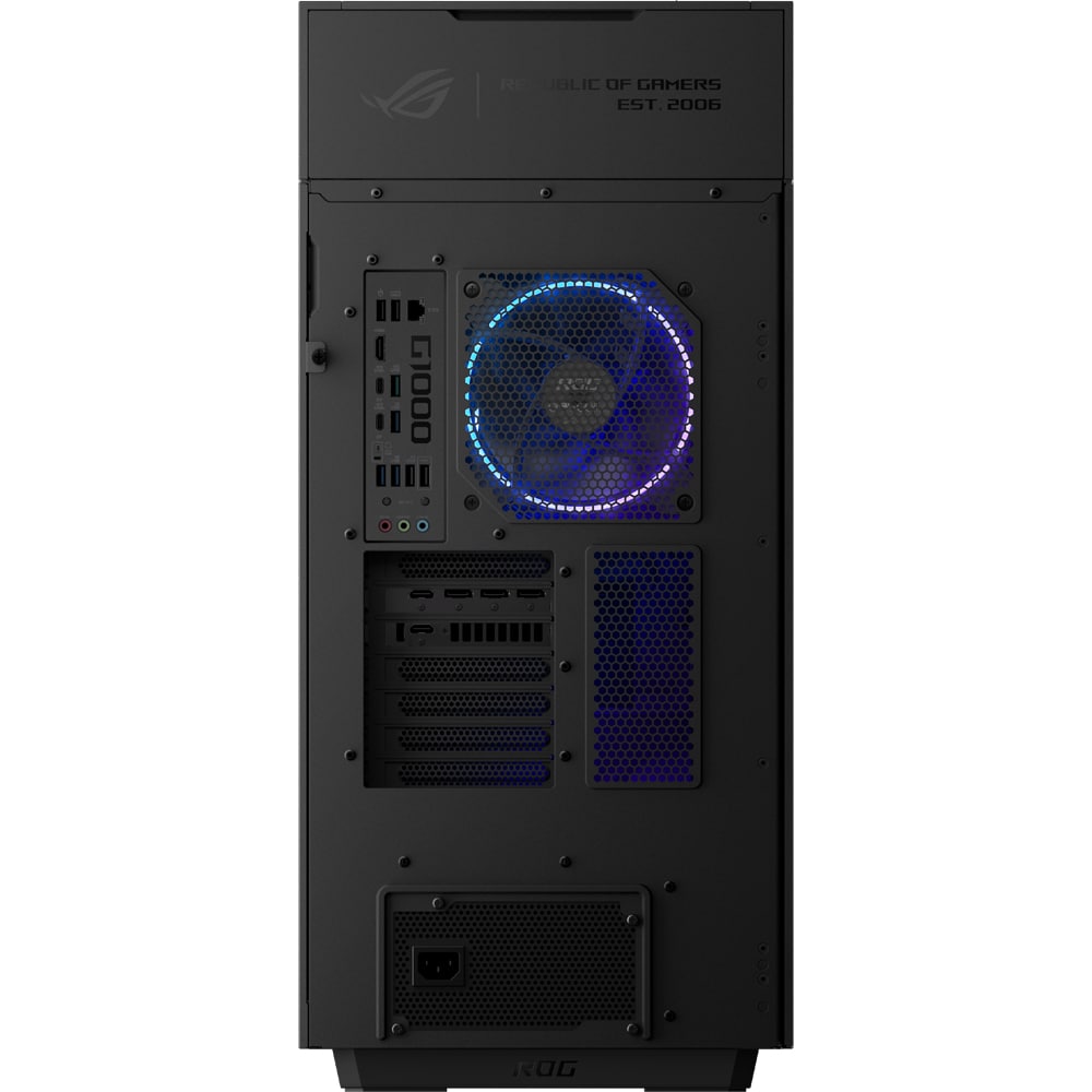 Sistem Desktop PC ASUS DT ROG GM1000TY-R9950X0210, AMD Ryzen 9 9950X3D pana la 5.3GHz, 64GB, SSD 4TB, NVIDIA GeForce RTX 5080 16GB, Free DOS