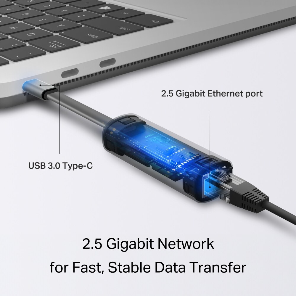Adaptor USB Type C - Ethernet TP-LINK UE302C, 2.5 Gbps, argintiu