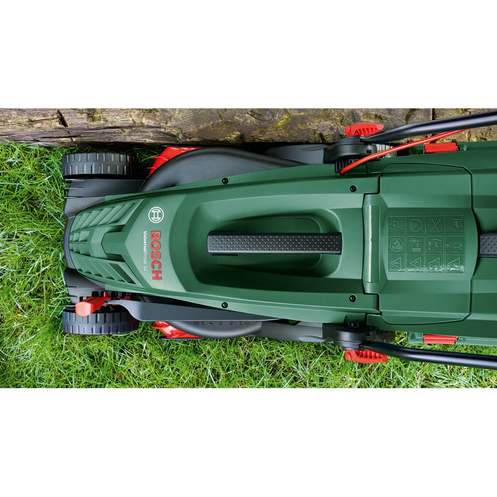 Masina de tuns iarba BOSCH UniversalRotak 34-405, Electrica, 1300W, latime taiere 34 cm, cos 40L, verde