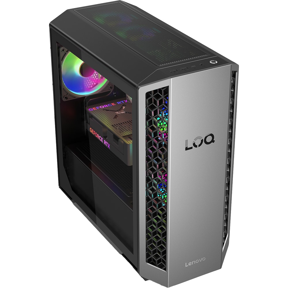 Sistem Desktop Gaming LENOVO  LOQ Tower 26ADR10, AMD Ryzen 7 8745HX pana la 5.1GHz, 16GB, SSD 512GB, NVIDIA GeForce RTX 5050 8GB, Free Dos
