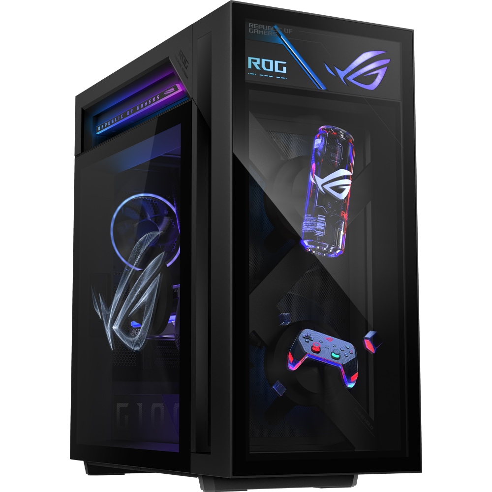Sistem Desktop PC ASUS DT ROG GM1000TY-R9950X0210, AMD Ryzen 9 9950X3D pana la 5.3GHz, 64GB, SSD 4TB, NVIDIA GeForce RTX 5080 16GB, Free DOS