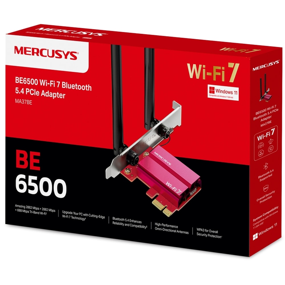 Placa de retea Wireless MERCUSYS MA37BE BE6500, Tri Band 688 + 2882 + 2882 Mbps