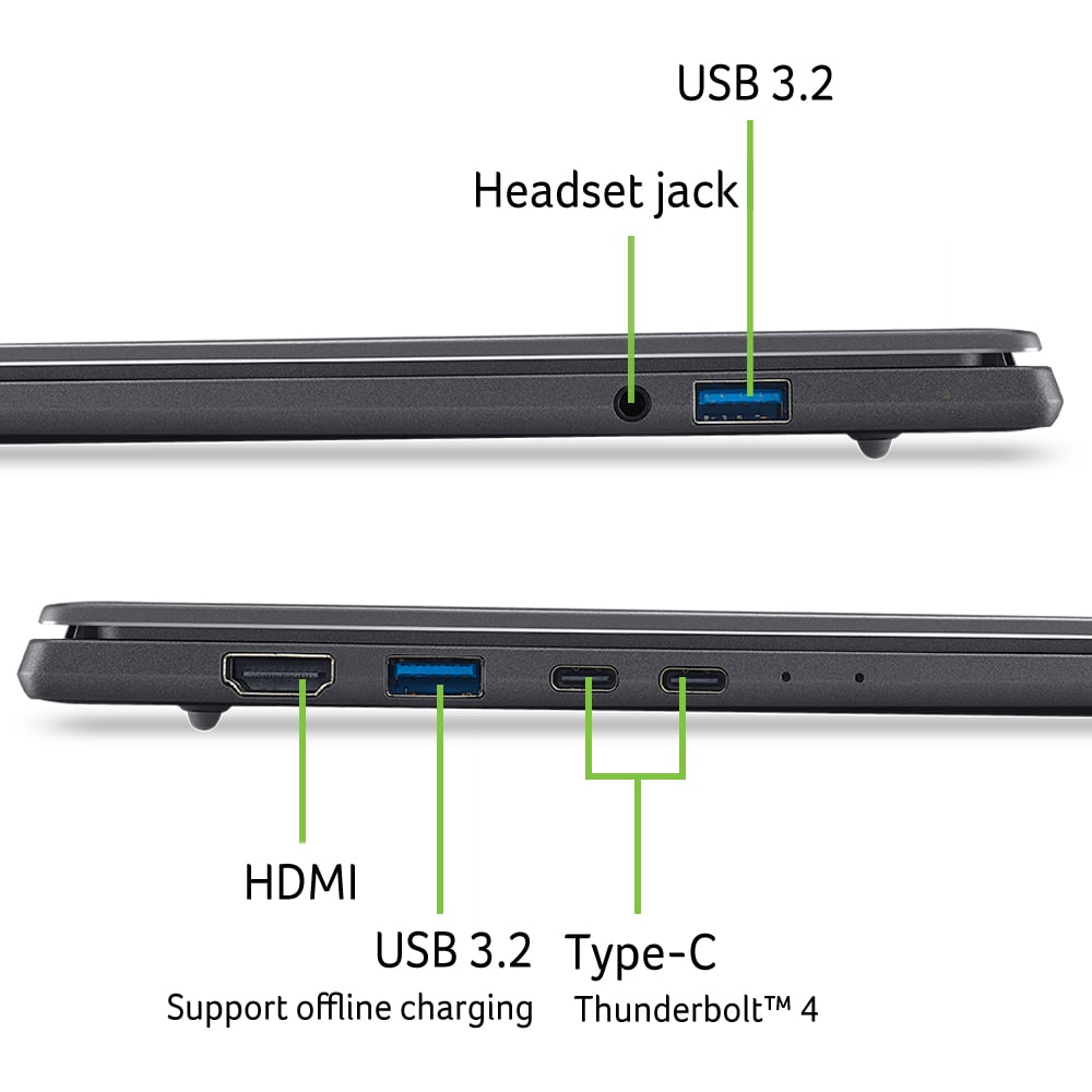 Laptop ACER Swift Go 16 AI OLED SFG16-I71-72YG, Intel Core Ultra 7 355 pana la 4.7GHz, 16" WUXGA, 16GB, SSD 512GB, Intel Graphics, Windows 11 Home, Titanium Gray
