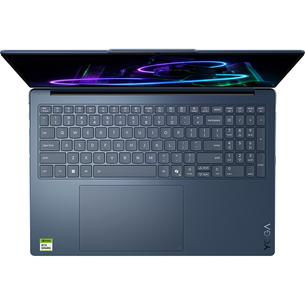 Laptop 2 in 1 LENOVO Yoga 9 16N1X11, NVIDIA RTX Spark pana la 4GHz, 16" 2.8K Touch OLED, 64GB, SSD 1TB, NVIDIA Blackwell RTX 6144-core GPU, Windows 11 Pro, Cosmic bleu