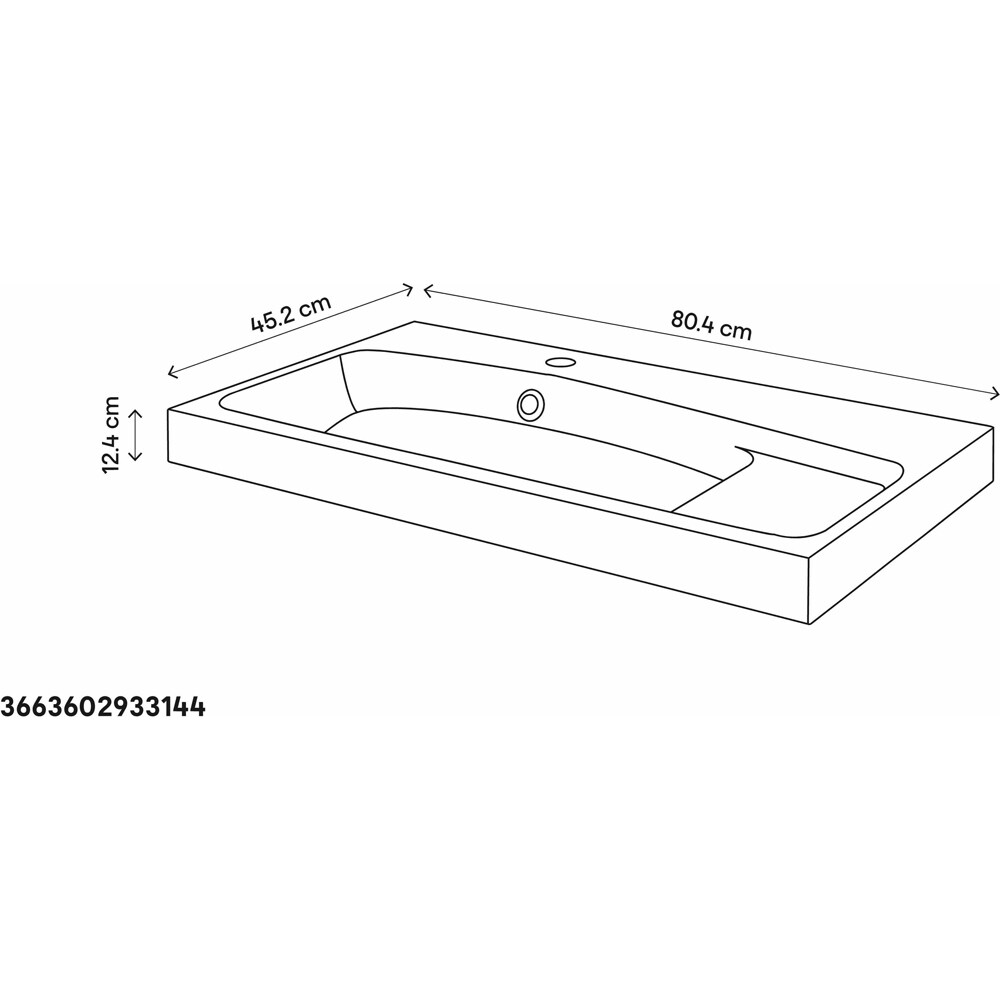 Lavoar pe blat GOODHOME Mila, rasina, 80.4 x 45.2 cm, alb lucios