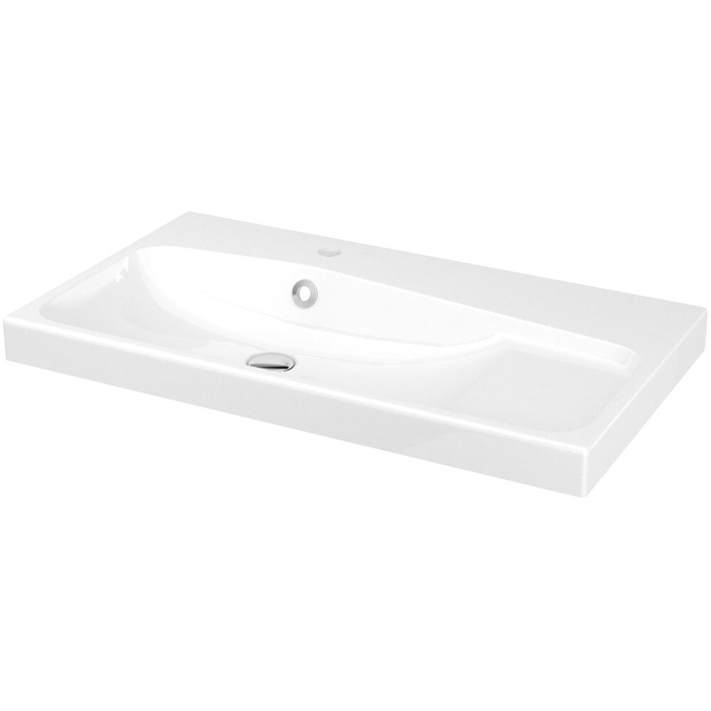 Lavoar pe blat GOODHOME Mila, rasina, 80.4 x 45.2 cm, alb lucios