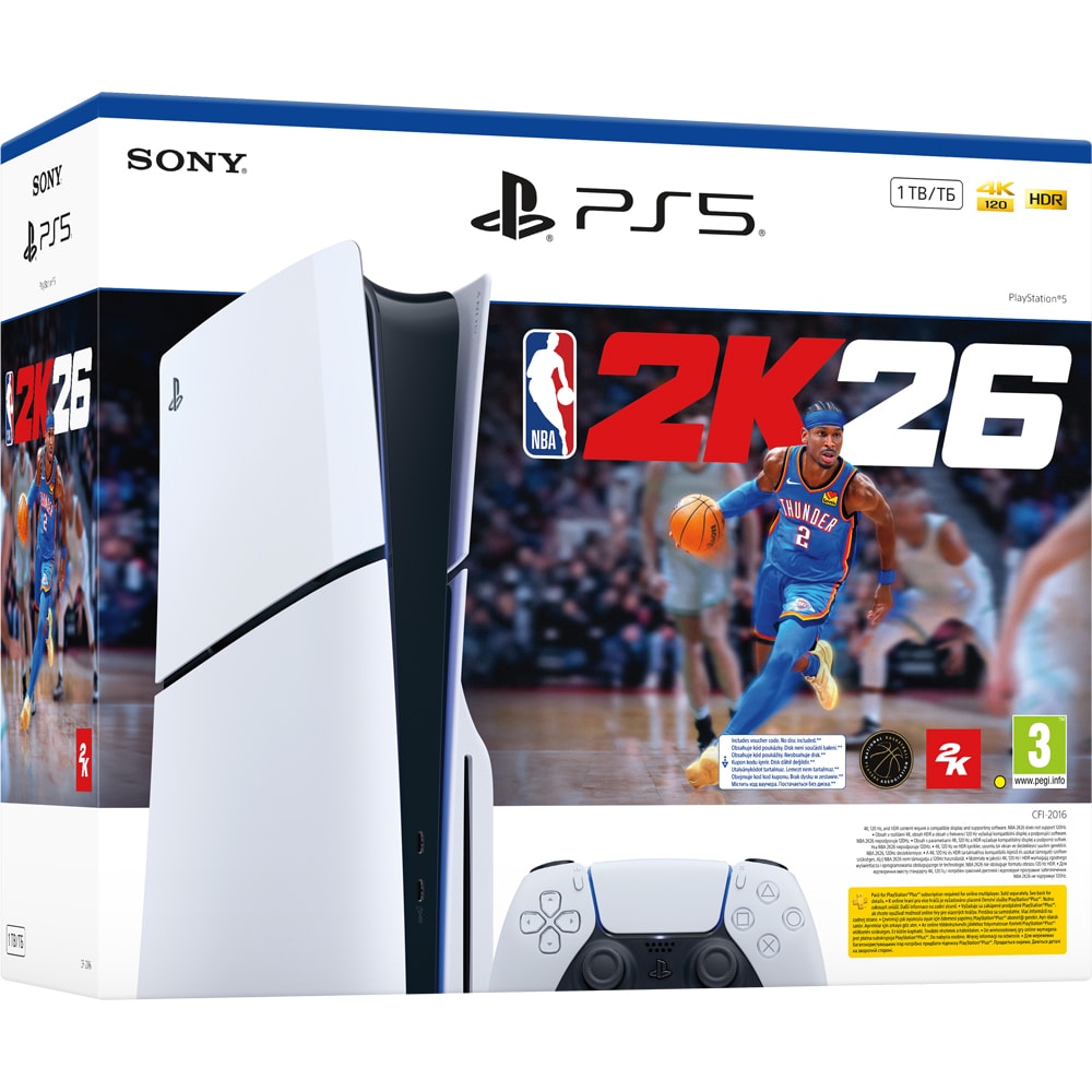 Consola PlayStation 5 Slim (PS5) 1TB, D-Chassis, NBA 2K26 Bundle