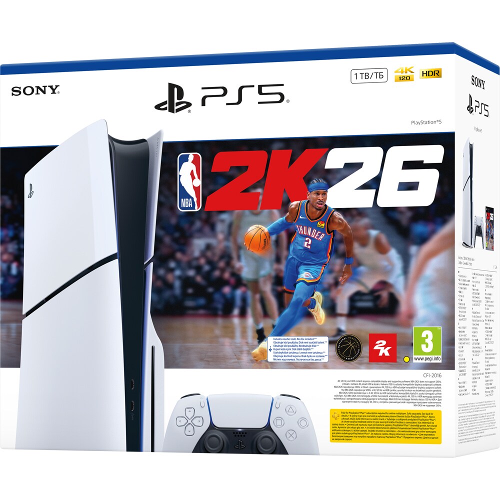 Consola PlayStation 5 Slim (PS5) 1TB, D-Chassis, NBA 2K26 Bundle
