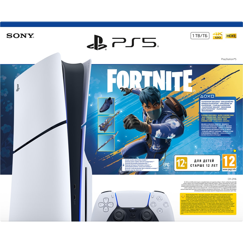 Consola PlayStation 5 Slim (PS5) 1TB, E-Chassis, Fortnite Flowering Chaos Bundle