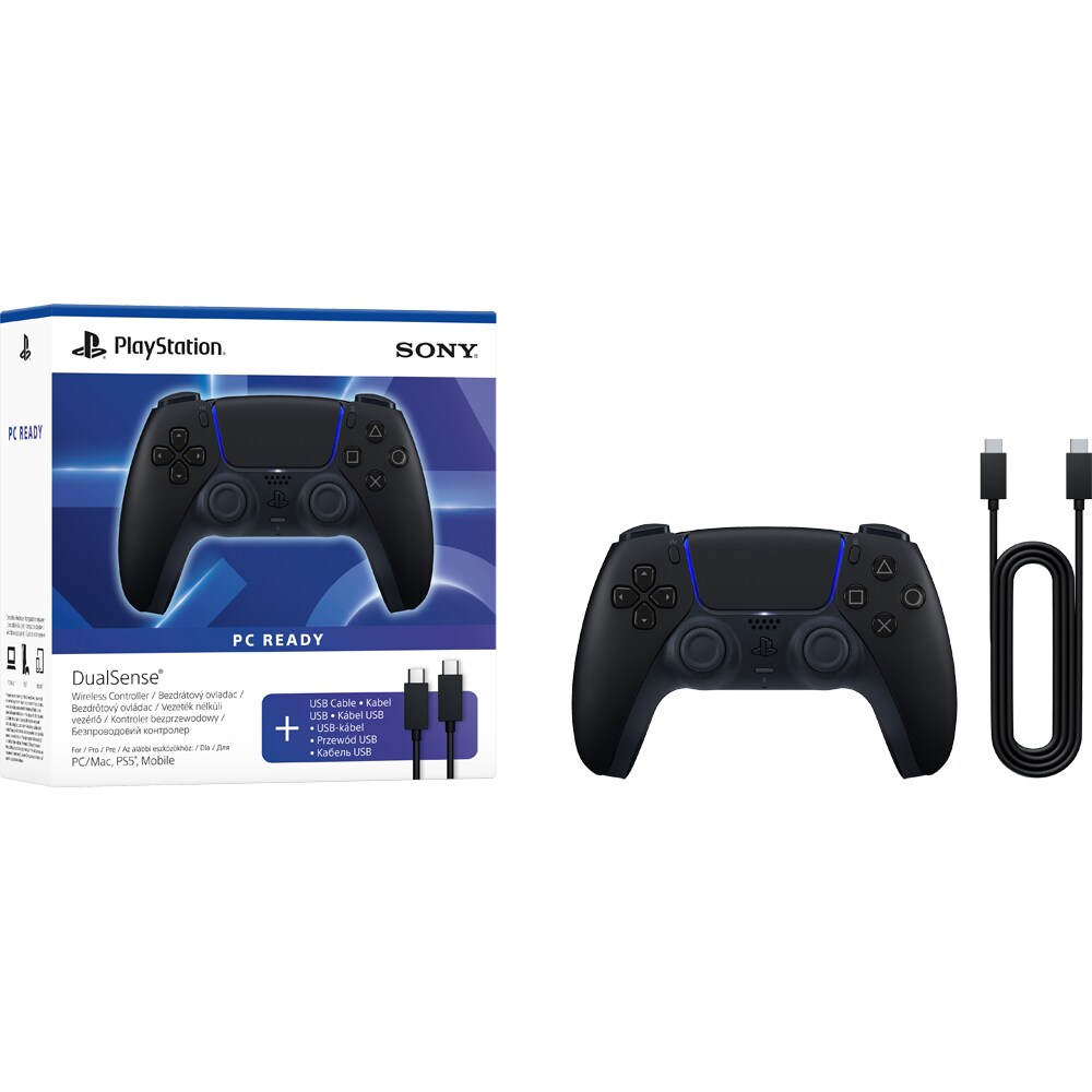 Controller Wireless PlayStation 5 DualSense, Midnight Black + Cablu USB-C