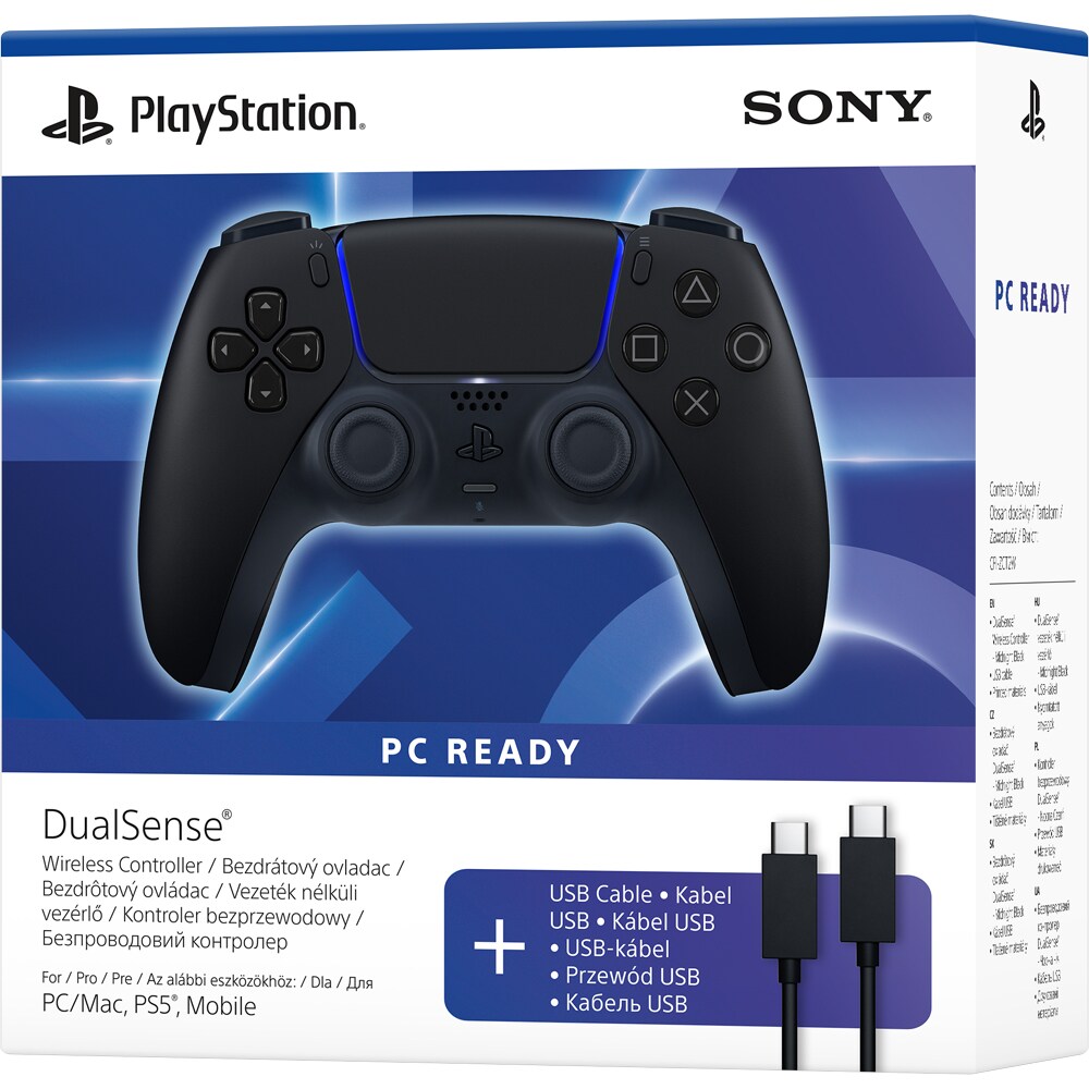 Controller Wireless PlayStation 5 DualSense, Midnight Black + Cablu USB-C