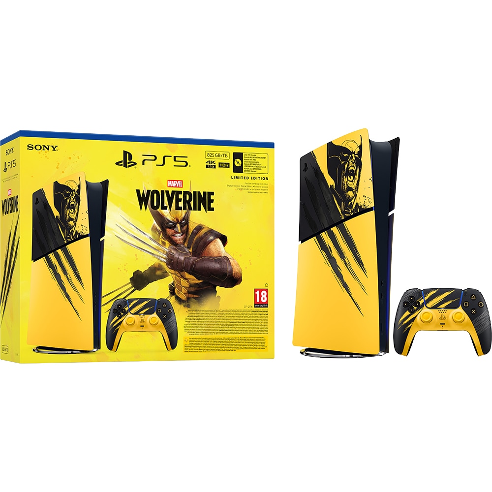 Consola PlayStation 5 Slim Digital Edition (PS5) 825GB, E-Chassis, Marvels Wolverine Battle Yellow Limited Edition Bundle