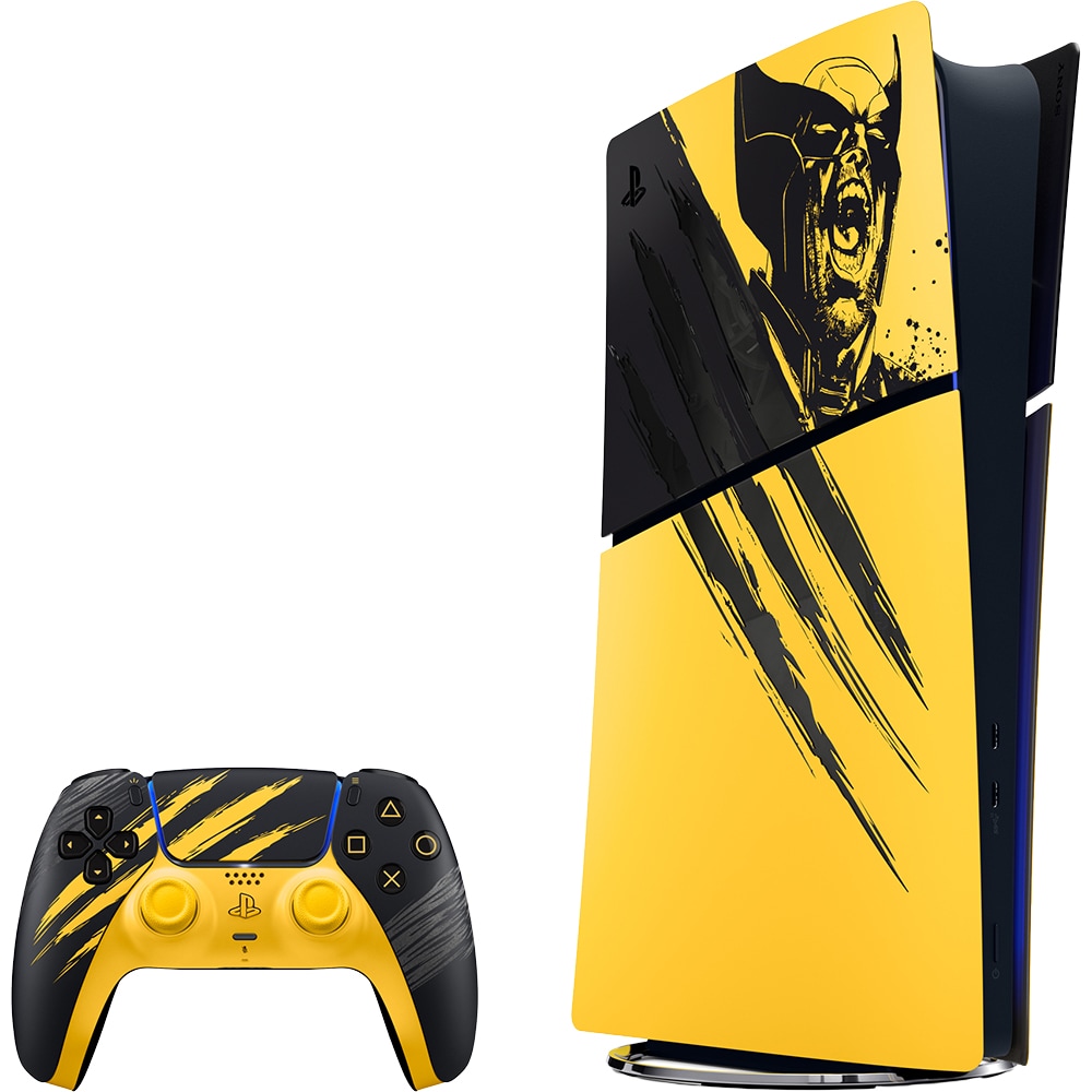 Consola PlayStation 5 Slim Digital Edition (PS5) 825GB, E-Chassis, Marvels Wolverine Battle Yellow Limited Edition Bundle