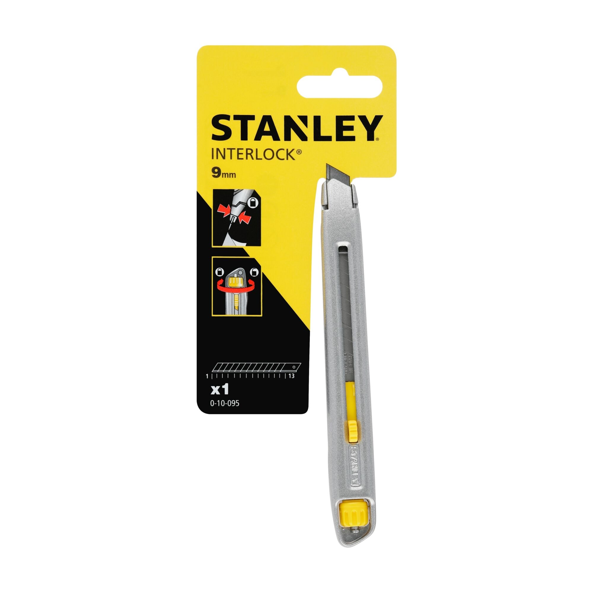 Cutter STANLEY Interlock  0-10-095, 13.5 x 0.9 cm, argintiu