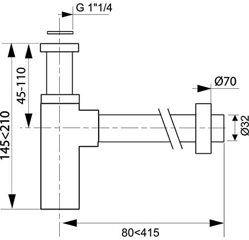 Sifon lavoar Wirquin 31650002, 145-210 mm, 32 mm, 1 1/4", crom