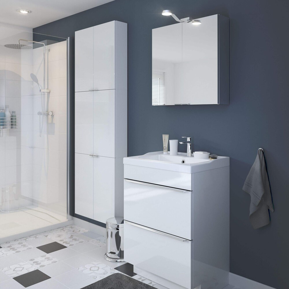 Lavoar pe blat GOODHOME Lana, ceramica, 61.4 x 45.5 cm, alb lucios