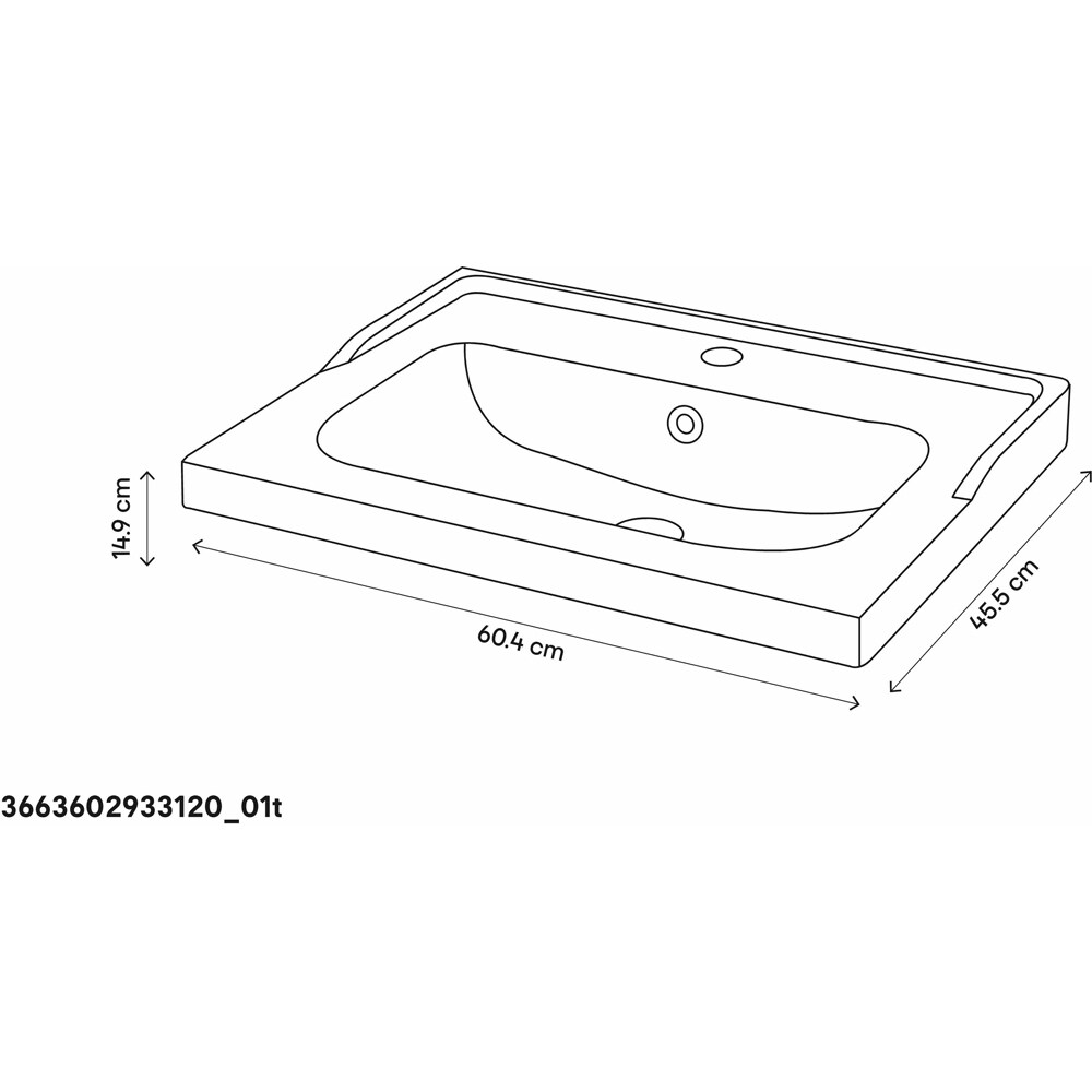 Lavoar pe blat GOODHOME Lana, ceramica, 61.4 x 45.5 cm, alb lucios