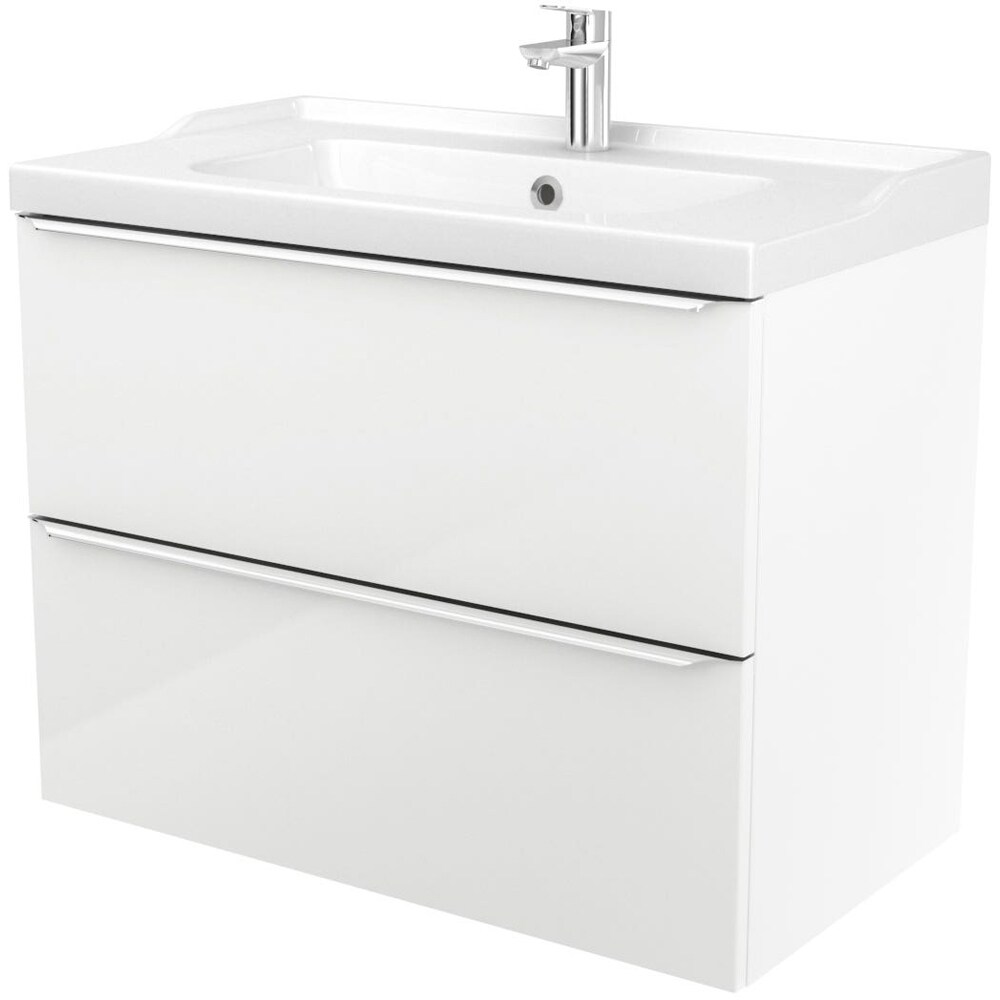 Lavoar pe blat GOODHOME Lana, ceramica, 80.4 x 45.5 cm, alb lucios