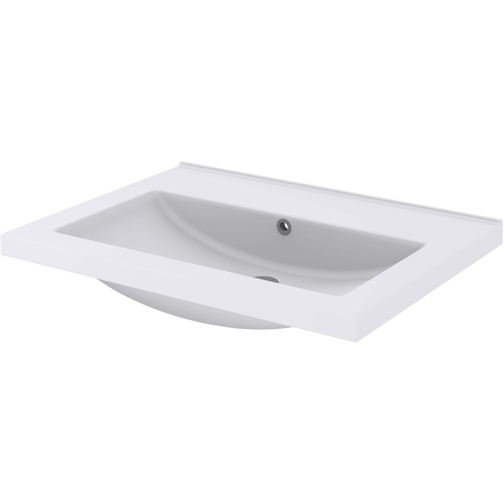 Lavoar pe blat GOODHOME Nira, ceramica, 61.4 x 45.5 cm, alb lucios