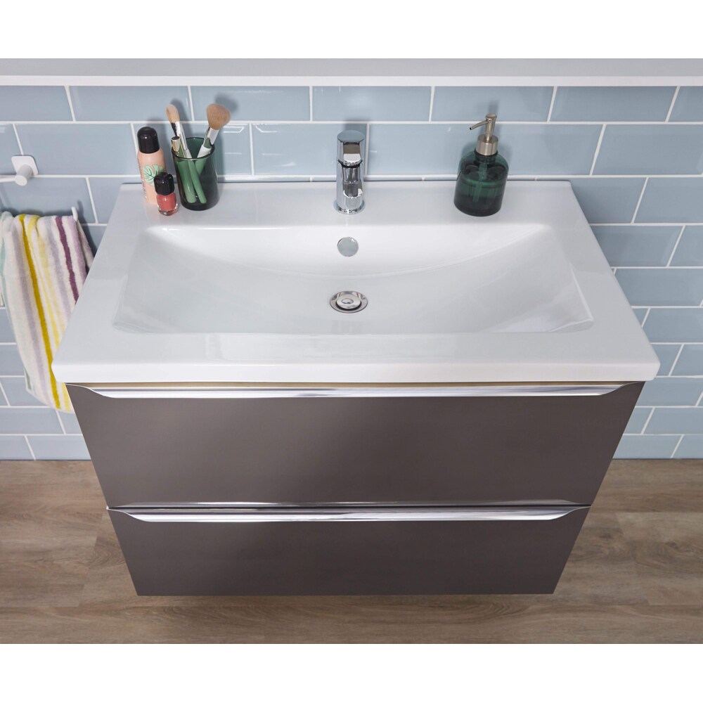 Lavoar pe blat GOODHOME Nira, ceramica, 80.4 x 45.5 cm, alb lucios