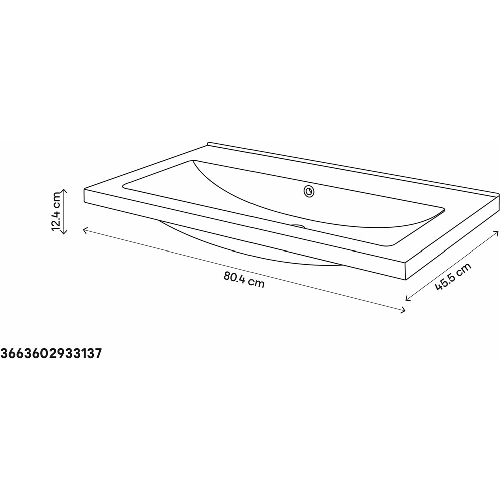 Lavoar pe blat GOODHOME Nira, ceramica, 80.4 x 45.5 cm, alb lucios