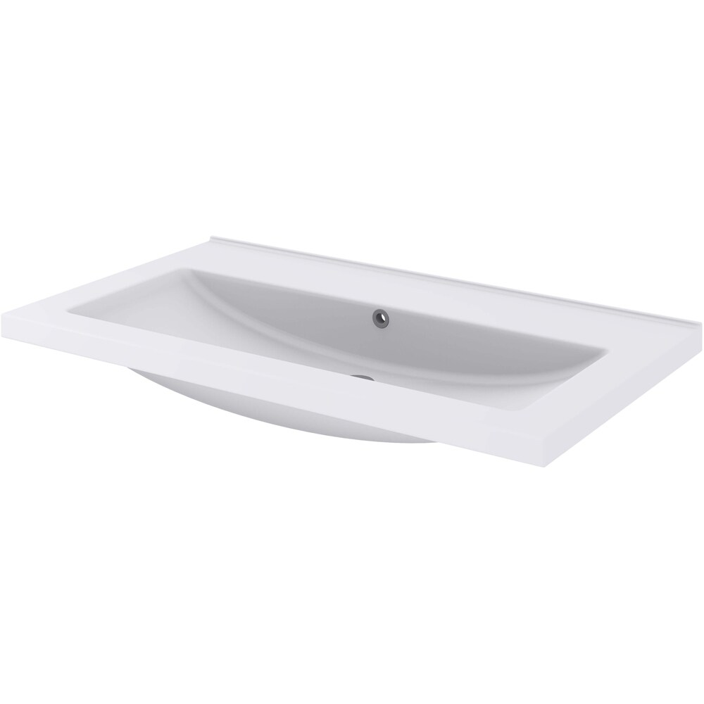 Lavoar pe blat GOODHOME Nira, ceramica, 80.4 x 45.5 cm, alb lucios