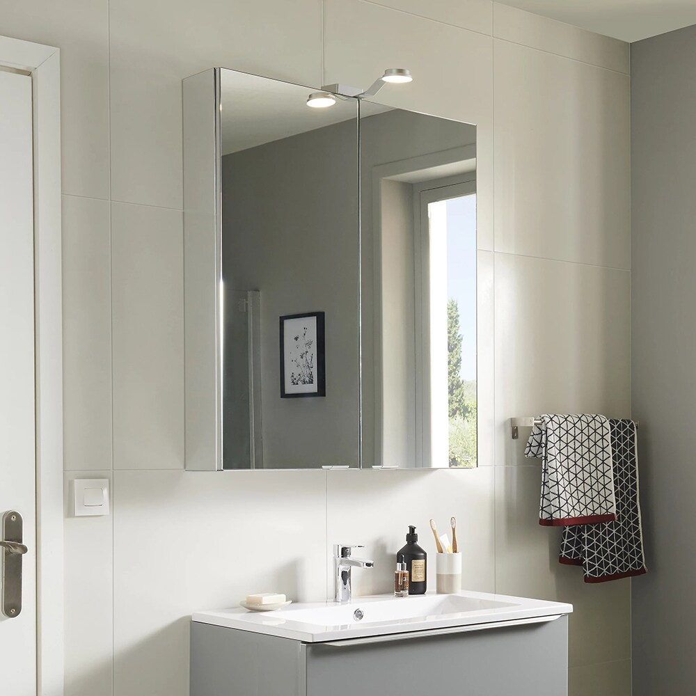 Dulap baie cu oglinda GOODHOME Imandra, 90 x 15 x 80 cm, alb