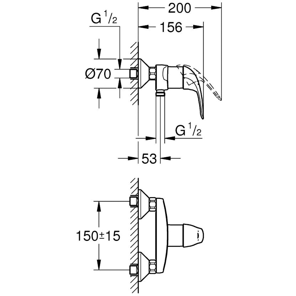Baterie dus GROHE Swift 23268000, monocomanda, alama, argintiu