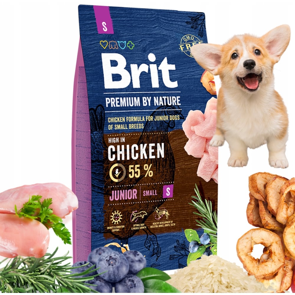 Hrana uscata pentru caini BRIT Premium by Nature Small, Junior, Pui, 8 kg