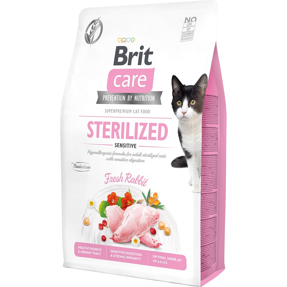 Hrana uscata pentru pisici BRIT CARE Sterilized Sensitive, Adult, Iepure, 2 kg