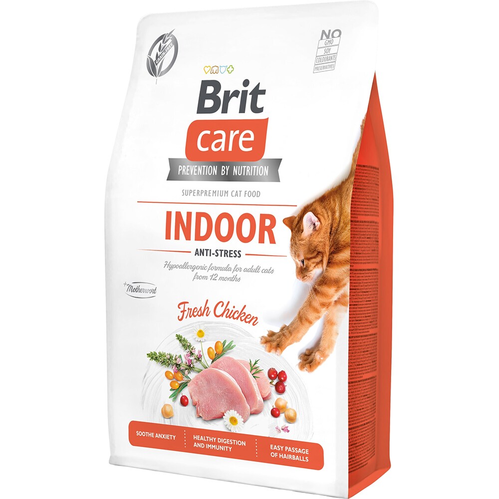 Hrana uscata pentru pisici BRIT CARE Indoor Anti-Stress, Adult, Pui, 2 kg