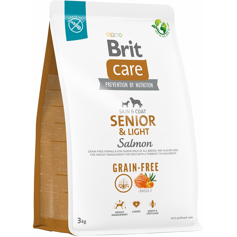 Hrana uscata pentru caini BRIT CARE Grain Free, Senior, Somon, 3 kg